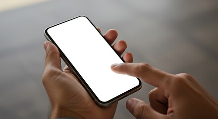 Blank screen mobile phone mockup mobile device smart phone hand holding cell phone touch screen technology app