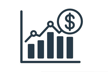 Poster - Icon for apps and websites representing a flat financial earnings analytics graph or chart