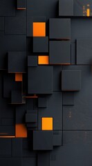 Poster - Abstract orange and grey cube background, digital art