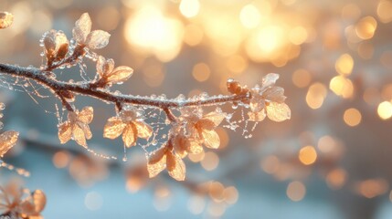  Frozen Flowers Glimmering In Golden Sunrise Light