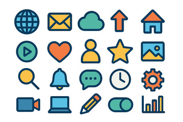 Poster - Flat icon set designed for use on websites and mobile apps