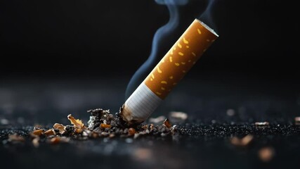 Aufkleber - Close-up shot of a lit cigarette with smoke emerging