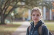 © CojanAI - Portrait of a young Caucasian female student on college campus