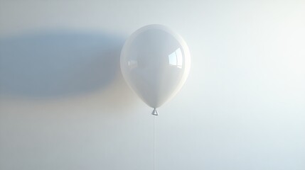 Poster - Single White Balloon Floating Minimalist Design Background Clean Simple Studio Shot Elegant Airy Light Festive Celebration Party Decoration Object Photography Image pure 