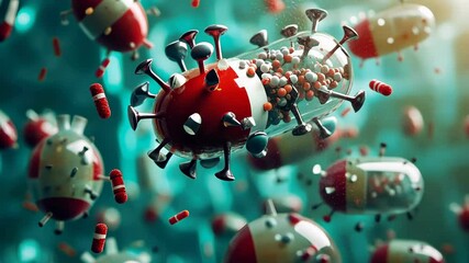 Poster - Exploring the unseen world of microbes and their influence on health in vibrant 3D animation Generative AI