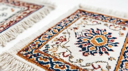 Poster - Two area rugs photographed in a studio setting, perfect for use in interior design or home decor projects