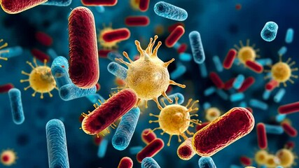 Poster - Exploring the intricate world of bacteria and viruses in an engaging microscopic journey Generative AI
