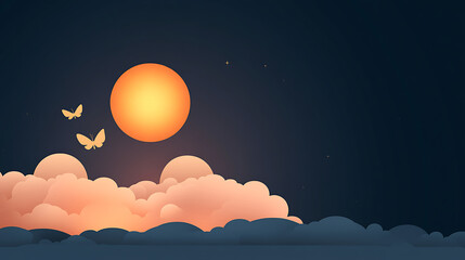 Poster - Summer time background with text. Vertical vector illustration of a glowing sky. Poster with copy space