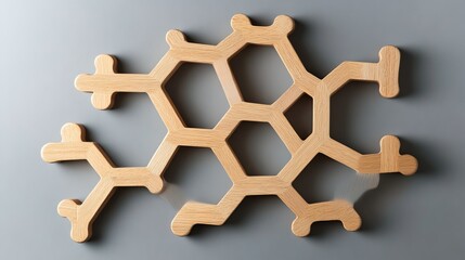 Poster - Abstract Honeycomb Wooden Structure Natural Light Brown Geometric Design Elegant Wall Decor Modern Home Ornament Hexagon Pattern Stylish Room Decoration Unique Art Piece 