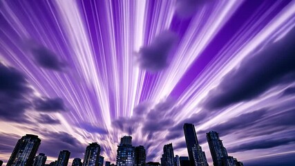Poster - Majestic twilight descends over urban skyline as clouds swirl and colors blend in a captivating display of nature's beauty Generative AI