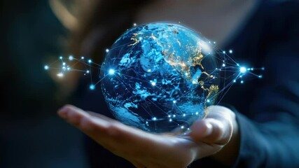 Poster - A person holding a globe, representing global connection and unity