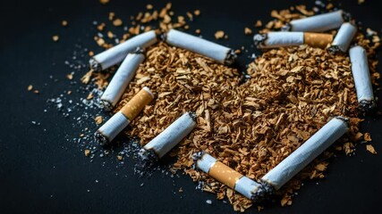 Aufkleber - A unique creation featuring a heart made from cigarettes on a dark background