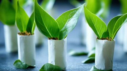 Poster - Group of small vases filled with greenery, perfect for home decor or event styling