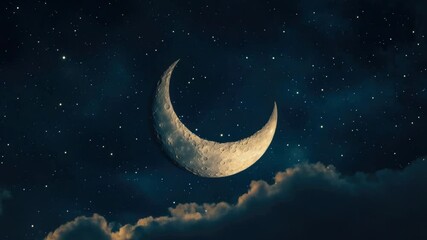 Poster - The moon shines brightly in a clear night sky