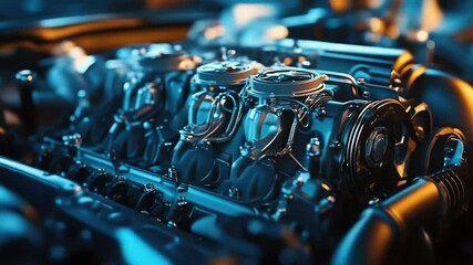 Aufkleber - A detailed view of a car engine with various components visible