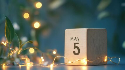 Poster - A wooden block with the number 5, suitable for various uses
