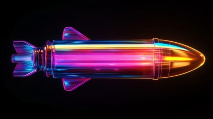 Poster - abstract neon bullet 3d render vibrant colorful missile futuristic design modern art graphic backgro