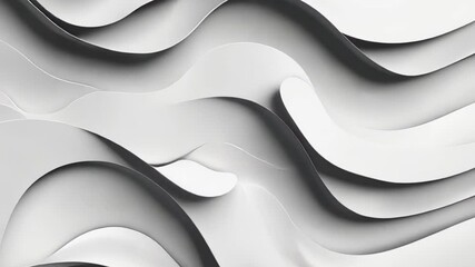 Poster - Explore mesmerizing curves and contours of abstract paper art inspired by natural forms in serene monochrome tones Generative AI