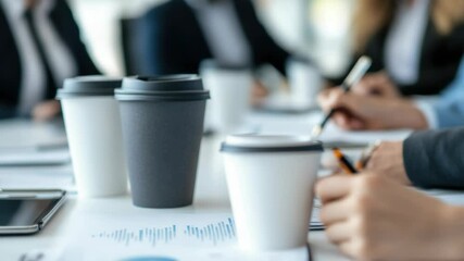 Poster - A group of people seated around a table, enjoying cups of coffee