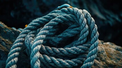 Aufkleber - Close-up shot of a rope wrapped around a rock surface