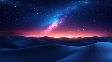cosmic desert landscape at night