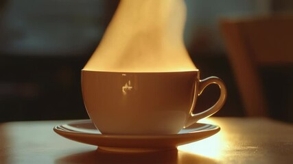 Aufkleber - A cup of hot coffee with steam rising out of it, perfect for a cozy morning