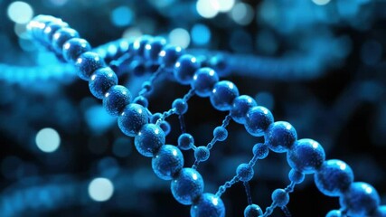 Poster - A detailed view of a single strand of blue DNA molecule