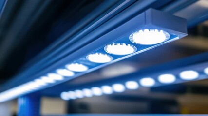 Aufkleber - A modern lighting system with multiple fixtures on a ceiling