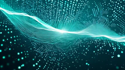 Poster - Vibrant Teal and Black Background with Glowing White Dots for Futuristic and Abstract Designs