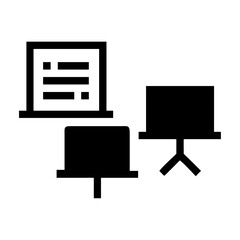 Poster - Find presentation training workshop conference seminar meeting room online course icon set