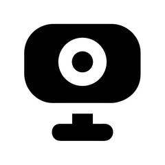Poster - Webcam icon for video conferencing and online meetings simple black and white camera symbol