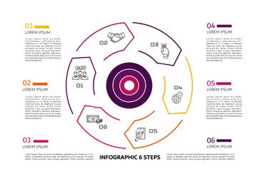 Poster - Vector circle circular arrows infographic, cycle diagram, presentation chart. Business concept with 6 options, parts, steps, processes. Vector Eps	
