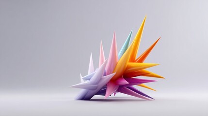 Poster - Chromatic Convergence: A 3D Abstract Composition in Pastel and Vibrant Tones