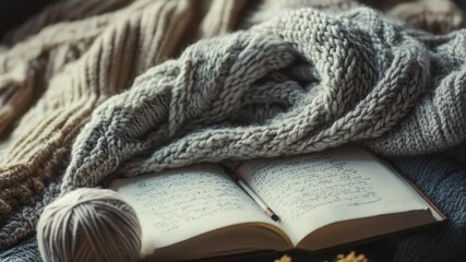 Poster - A open book placed on a soft blanket, ideal for reading or as a decorative prop