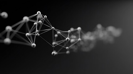 Poster - Abstract molecular structure design with interconnected spheres and lines on dark