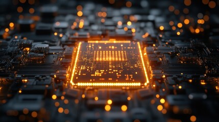 Poster - Glowing Microchip: Technological Marvel