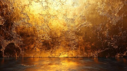 Poster - Golden Wall with Reflective Floor.