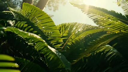 Aufkleber - Lush Tropical Background with Ferns and Greenery for Dynamic Screensavers