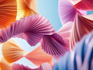 Poster - Colorful, pleated paper forms swirling in a vibrant abstract design.