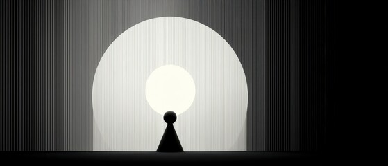 Poster - Abstract Monochromatic Background  Dark Shape  Light  Lines  Arch  Minimalist Design  Mode