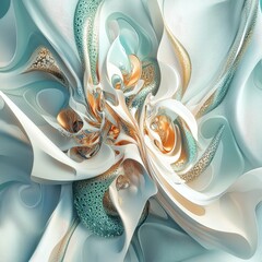 Poster - Abstract swirls of pastel and gold, creating a dreamlike form.