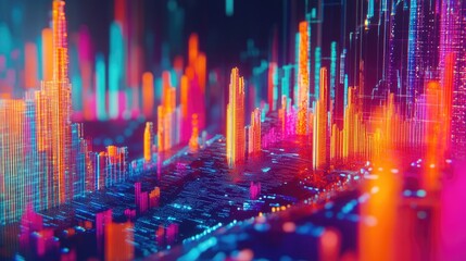 Poster - A futuristic D graph showing financial growth over time on a digital interface, finance innovation concept