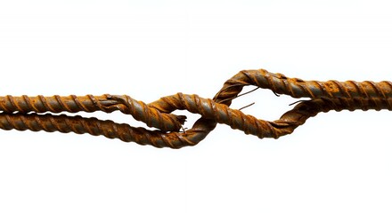 Poster - Twisted Rusted Rebar Demonstrating Construction Damage Isolated On White Screen Background Depicting Internal Structural Failure With Rusty Texture And Intricate Detail Suitable For Ads Promotion