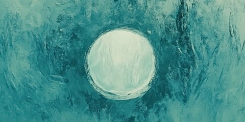 Poster - Teal abstract circular design on textured surface.