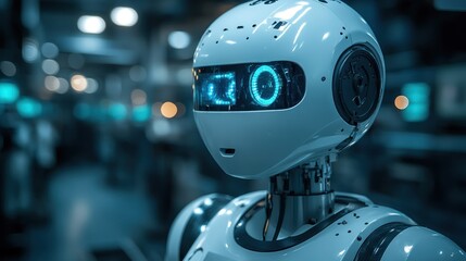 Poster - Futuristic Robot in Industrial Setting: A Glimpse into Advanced AI