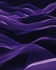 Poster - Subtle Curves of a Deep Purple Fluid Material Waves and Undulations in a Gradient Abstract Design Background Creating an Elegant Wall