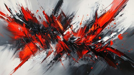 Poster - A Symphony of Crimson and Charcoal A Dynamic Abstract Design Infusion of Bold Strokes Creating an Elegant and Engaging Decorative Wallpaper Background
