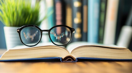 Poster - Financial market analysis book beside handwritten notes on stock investing