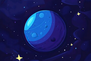 Poster - background with a blue planet and stars, a space background, a dark sky. --ar 125:83 --v 6.1 job id: