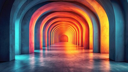 Poster - Abstract Archway: Vibrant Colors and Geometric Design